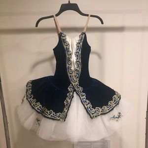 Blue and Gold dress with ballerina tutu.